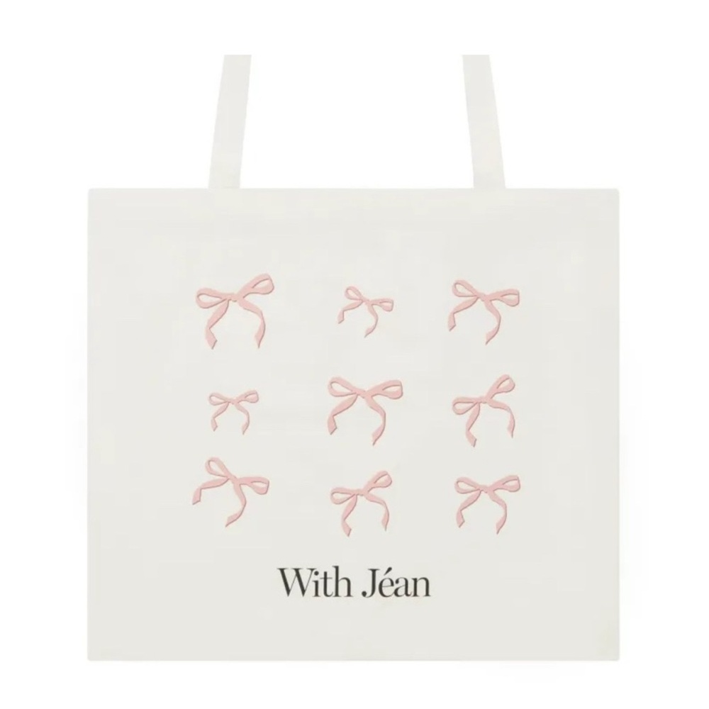 ☀️ 3 for 25 ☀️ With Jean Tote Bag with Pink Bow Accents